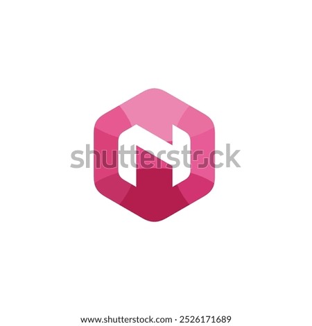 Hexagon Letter N Logo design vector template