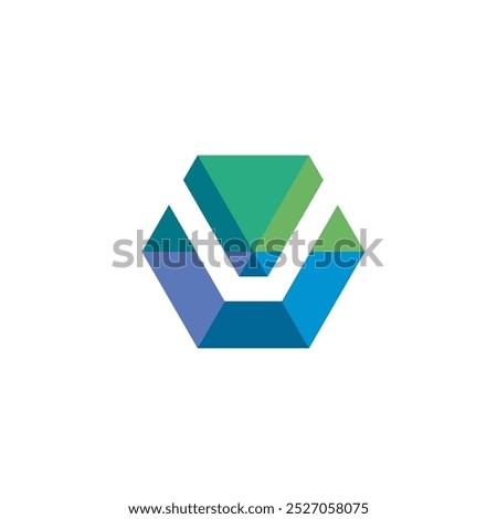 Hexagon Letter V Logo design vector template