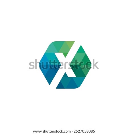 Hexagon Letter X Logo design vector template