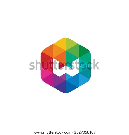 Hexagon Colorful Letter W Logo design vector template