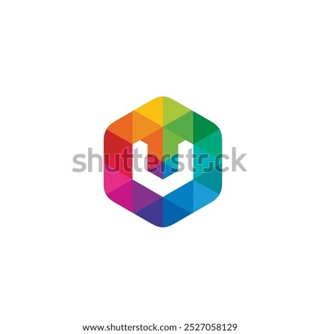 Hexagon Colorful Letter U Logo design vector template