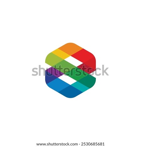 Abstract Number 8 Eight Colorful Hexagon Logo