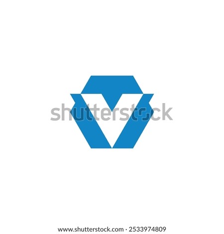 Hexagon Letter V logo design vector template