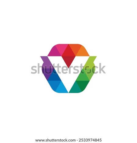 Colorful Hexagon Letter V Logo design vector template