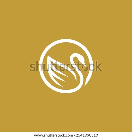 Circle Gold Swan Logo design vector template