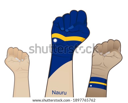 The spirit of struggle by lifting the hands of the Nauru flag