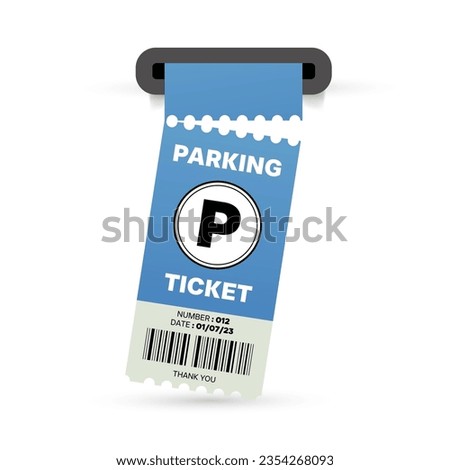 Parking ticket vector illustration. Parking ticket ripped from parking machine