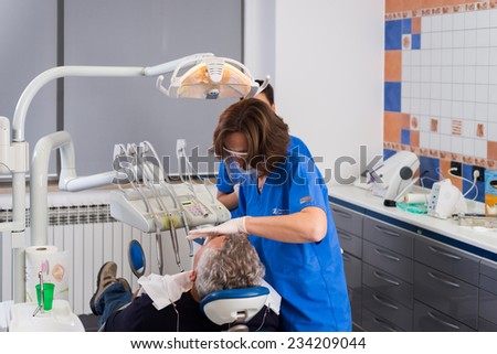 Zagreb, Croatia - November 29, 2014: Photograph of Dental and orthodontic examination in private polyclinic in Zagreb