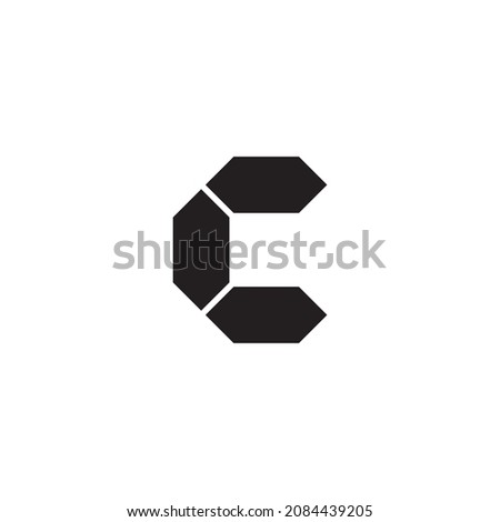 three hexagons letter C simple symbol logo vector