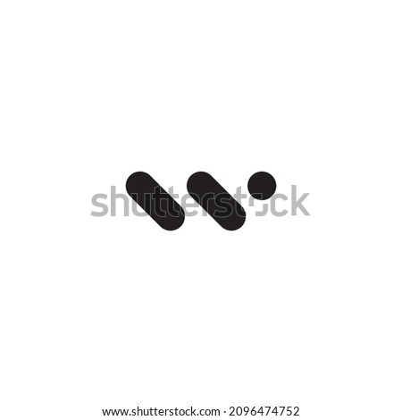 Two capsules and one pill letter W simple symbol logo vector