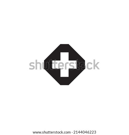 
Plus, square symbol simple logo vector
