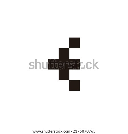 Letter E plus, square, outline geometric symbol simple logo vector