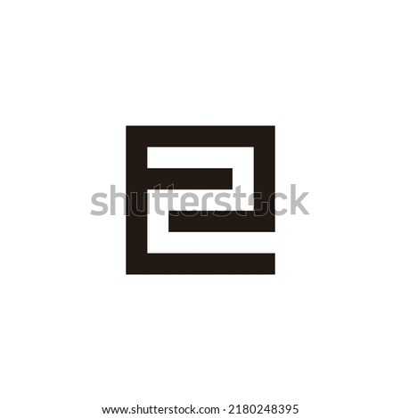 Letter e number 2 square, outline geometric symbol simple logo vector