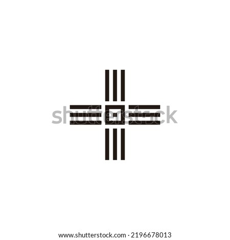 Letter O plus, lines geometric symbol simple logo vector