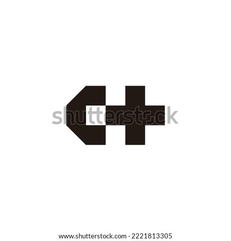 Letter C plus, square geometric symbol simple logo vector