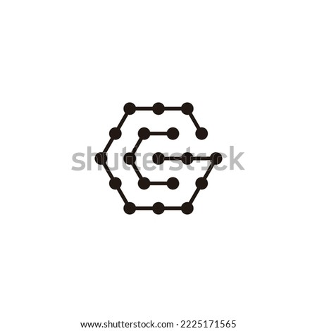 Letter C and G hexagon, molecules geometric symbol simple logo vector