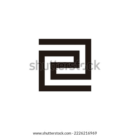 Number 2 square, spiral, double geometric symbol simple logo vector