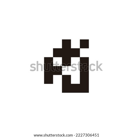 Letter H and j plus, square geometric symbol simple logo vector