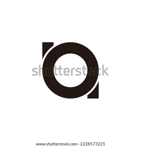 Letter b, q and o circle, outline geometric symbol simple logo vector