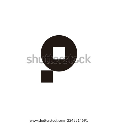Letter p camera, square circle geometric symbol simple logo vector