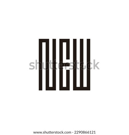 Letter N, E and W square, rectangles geometric symbol simple logo vector