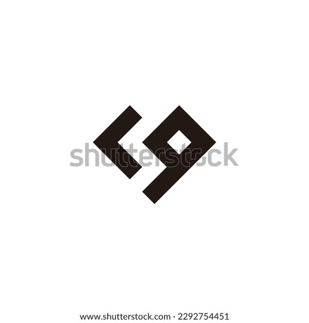 Letter r and q heart, square geometric symbol simple logo vector