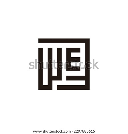 Letter W and E number 3 square, unique geometric symbol simple logo vector