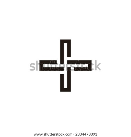 Letter J plus, square geometric symbol simple logo vector