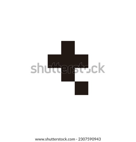 Letter t plus, square, dot geometric symbol simple logo vector