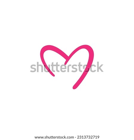 Letter m heart, line geometric symbol simple logo vector