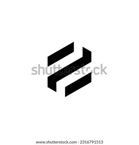 Letter e number 2 hexagon, fold geometric symbol simple logo vector