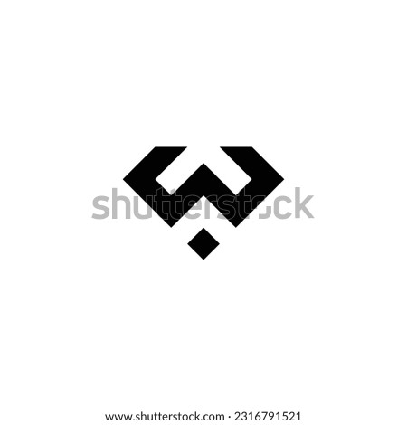 Letter w diamond, dot geometric symbol simple logo vector