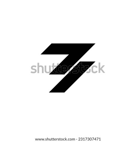 Number 7 and 3 knife geometric symbol simple logo vector
