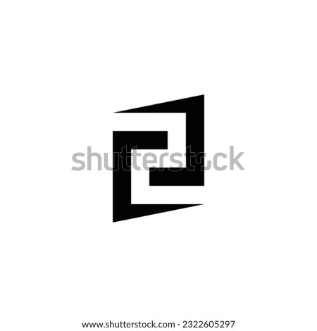 Number 2 square, modern geometric symbol simple logo vector