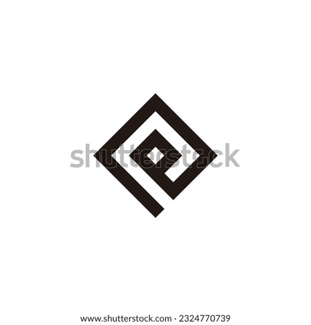 Letter p square, spiral geometric symbol simple logo vector