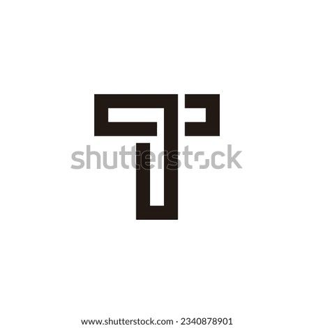 Letter T outline, square geometric symbol simple logo vector