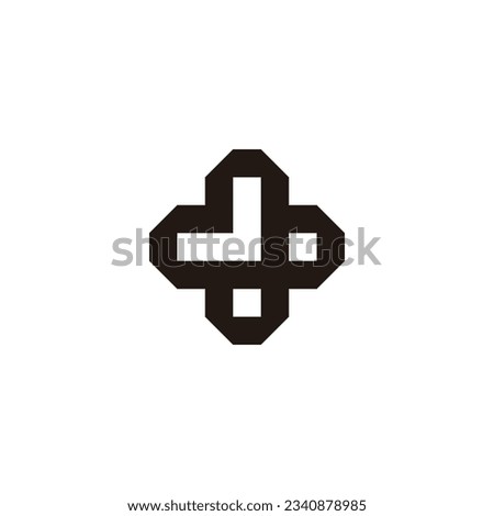 Letter J plus, square outline geometric symbol simple logo vector