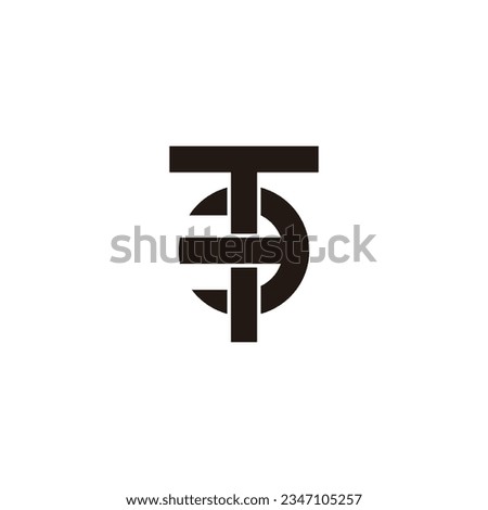 Letter T number 3, square circle geometric symbol simple logo vector