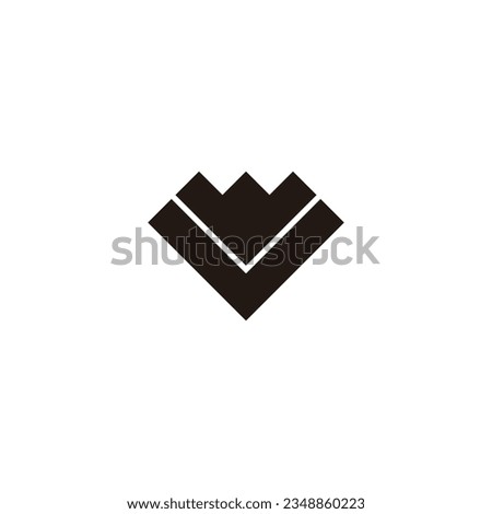 Letter V crown, square geometric symbol simple logo vector