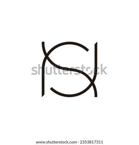 Letter r, S, and J line geometric symbol simple logo vector