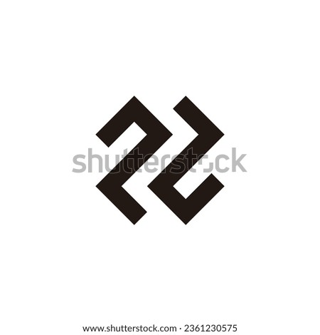 Numbers 2 square, x geometric symbol simple logo vector