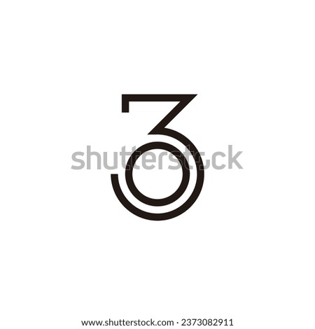 Number 3 o circle geometric symbol simple logo vector