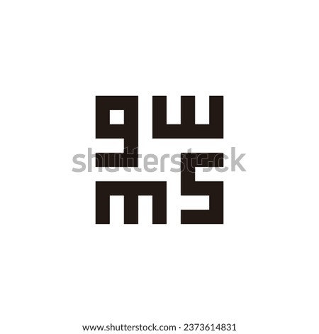 Letter g, m, s and w square, round  geometric symbol simple logo vector