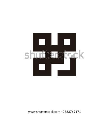 Letter J window, squares geometric symbol simple logo vector