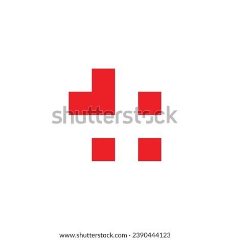 Letter J plus, squares geometric symbol simple logo vector