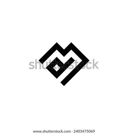 Letter d and M heart, square geometric symbol simple logo vector