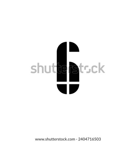 Letter h number 6 geometric symbol simple logo vector