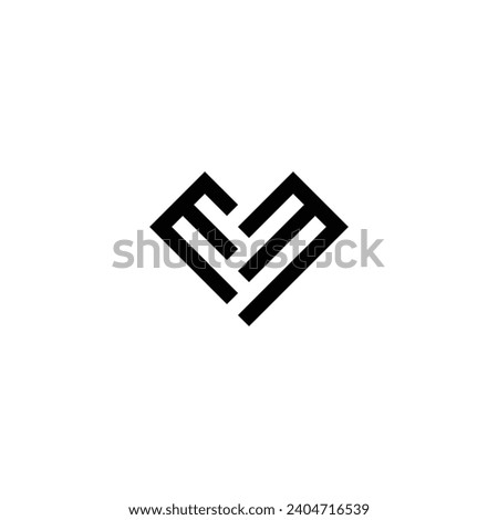 Letter EM heart geometric symbol simple logo vector