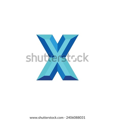 letter X diamond, 3d geometric symbol simple logo vector