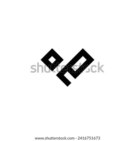 Letter o e heart, square geometric symbol simple logo vector